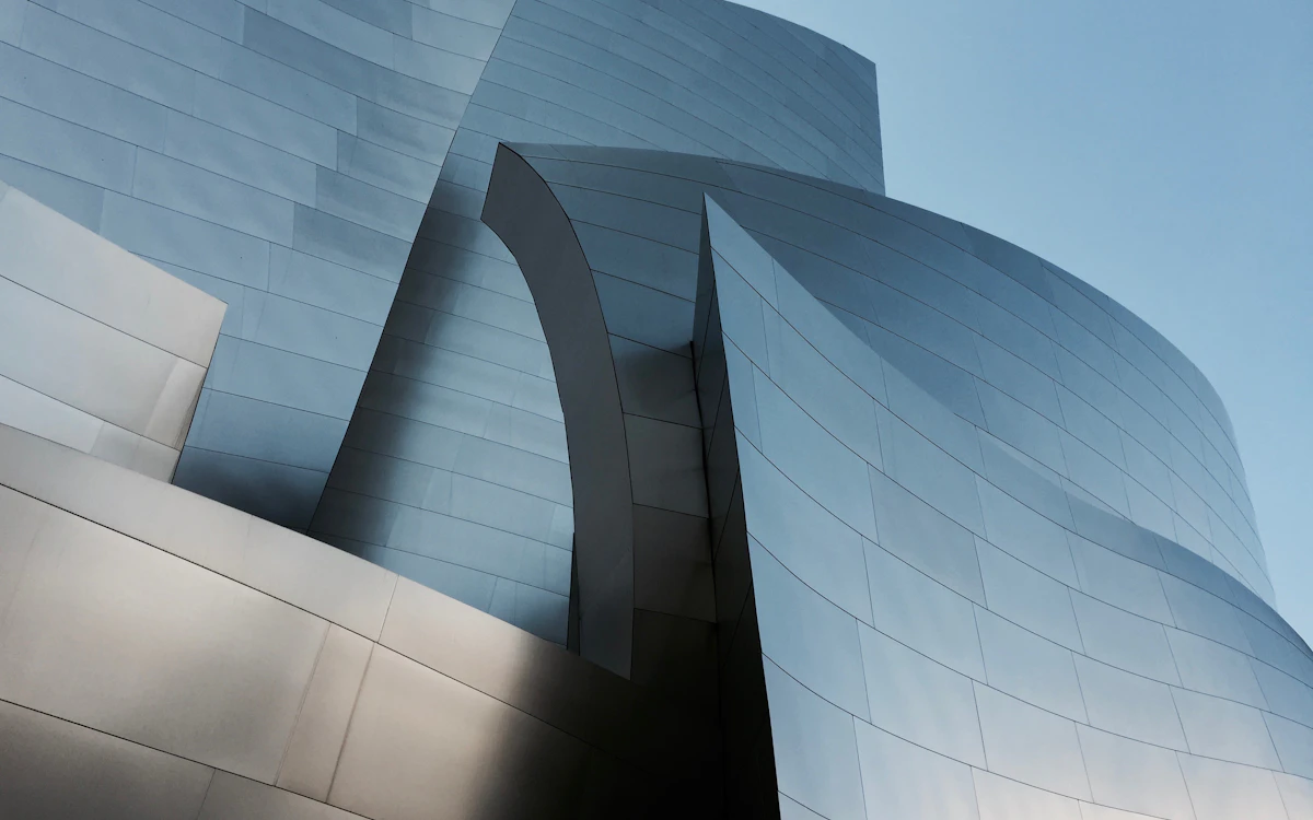 Curved stainless steel panels on the Walt Disney Concert Hall in Los Angeles