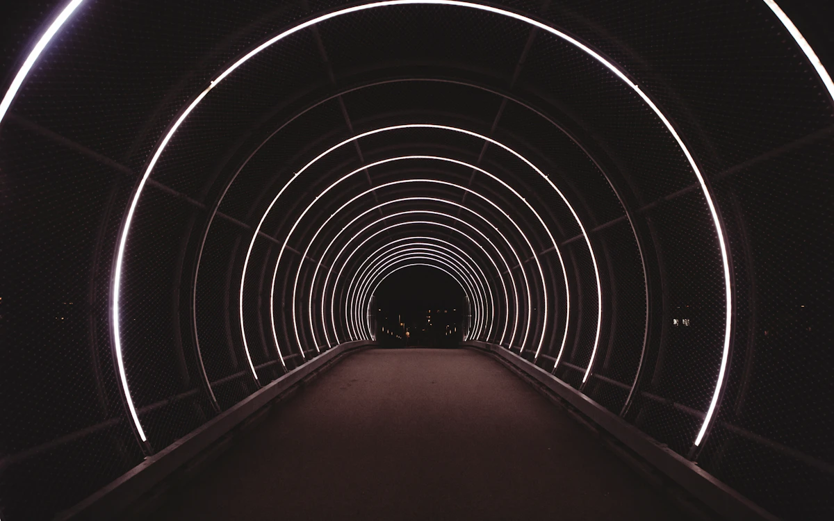 red and white tunnel with red carpet